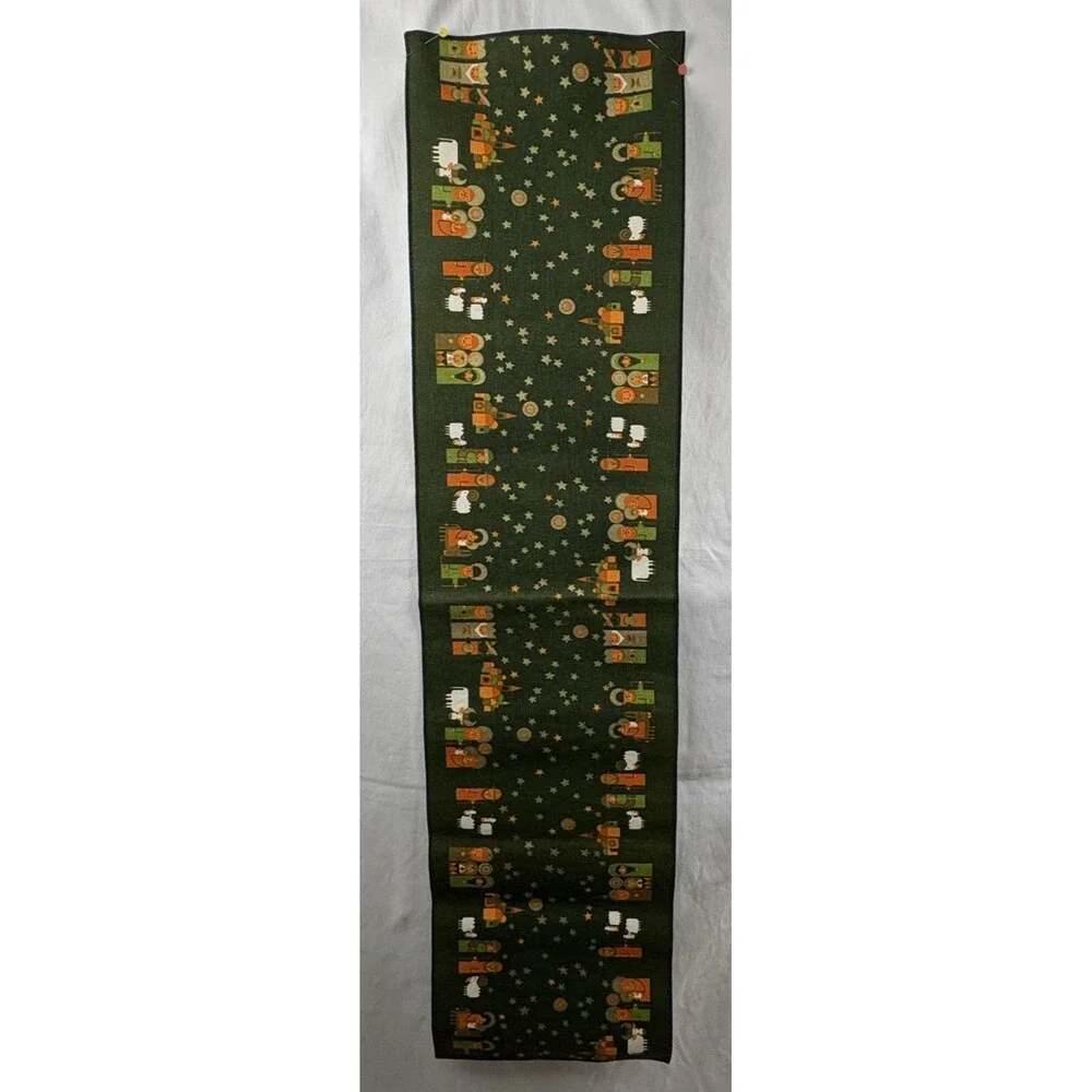 VTG Sodahl Nativity Table Runner Danish 70s Scandinavian Cotton Linen MCM X-Mas